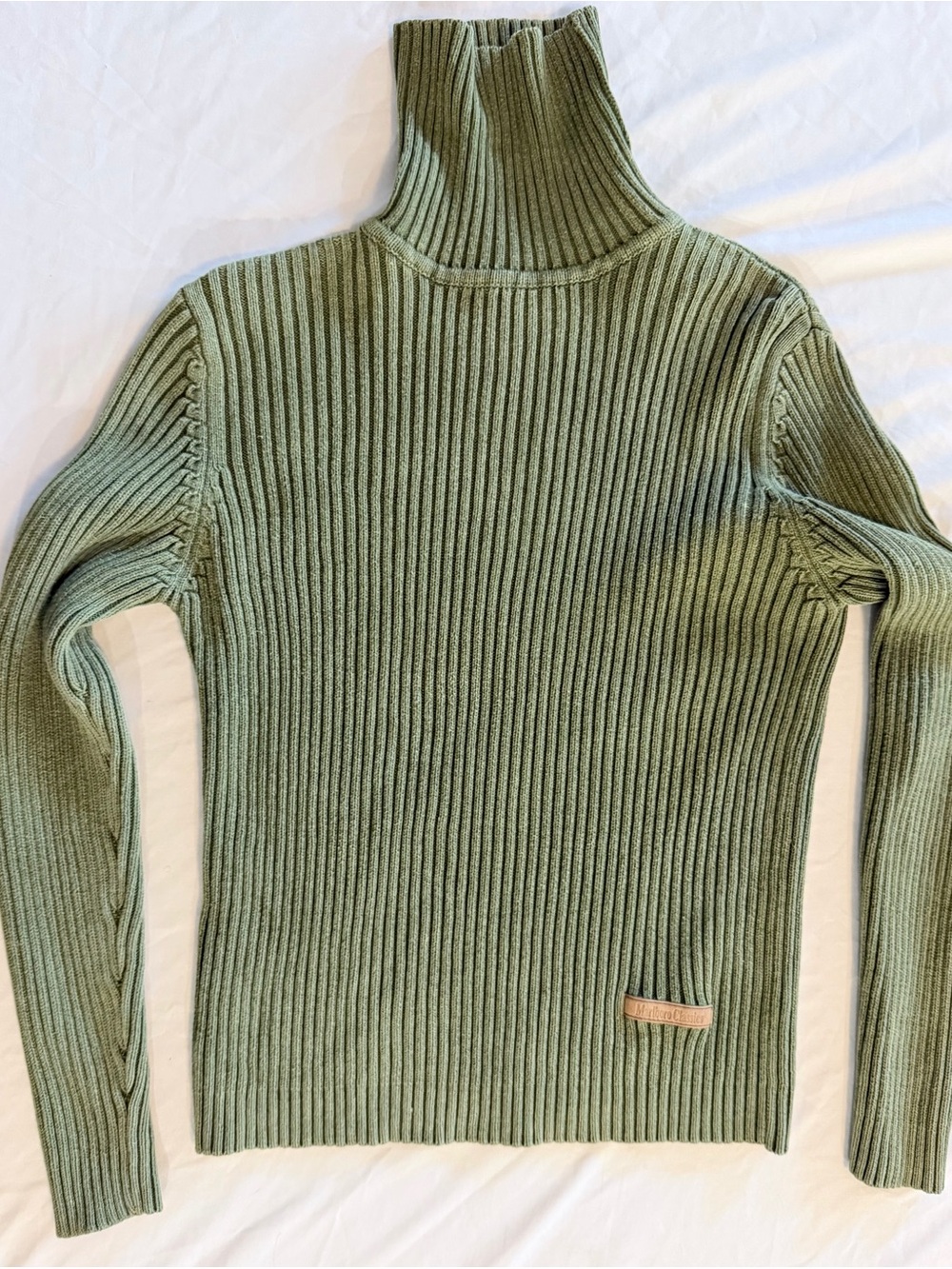 Marlboro Ribbed Turtleneck Sweater in Sage Green